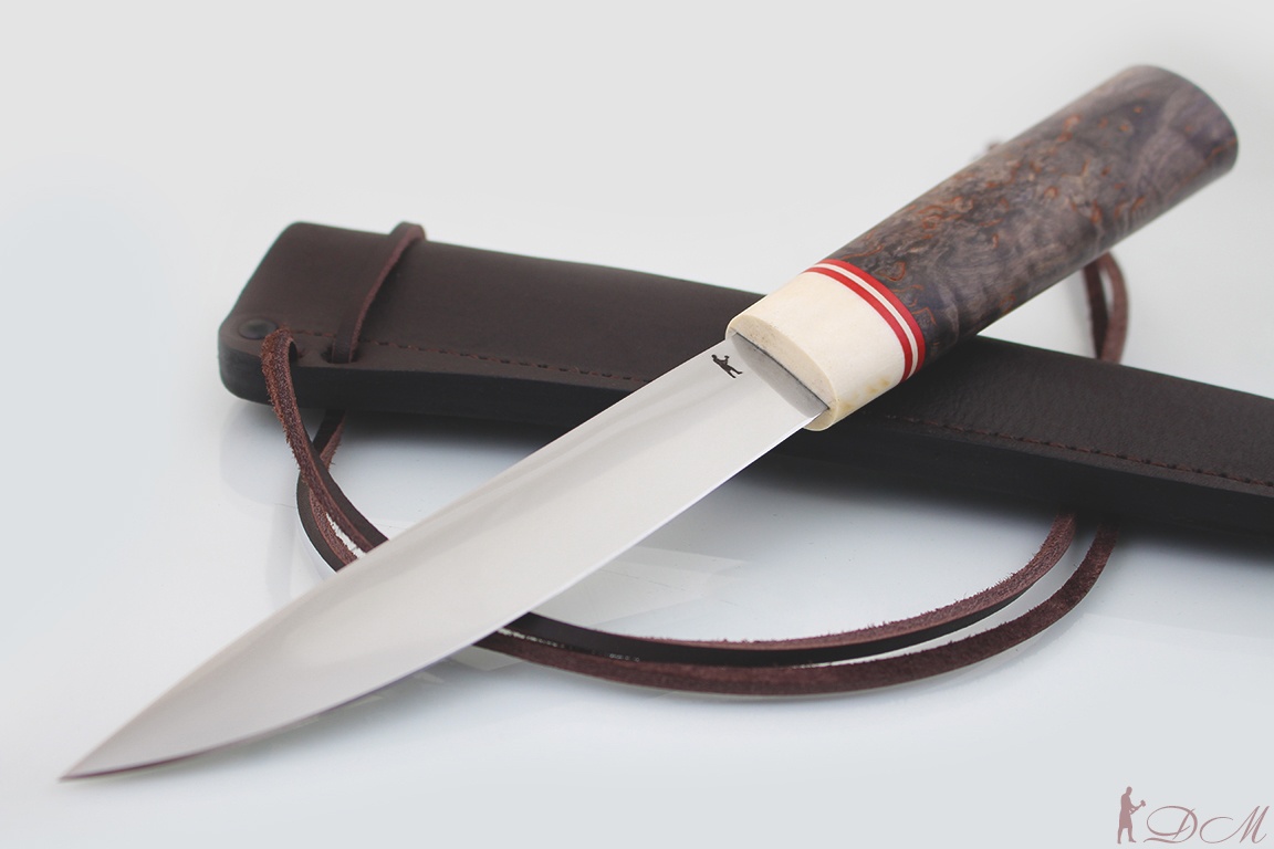 Якутский нож средний "БЫHAХ" кованая х12мф. Рукоять стабилизированная карельская береза.
