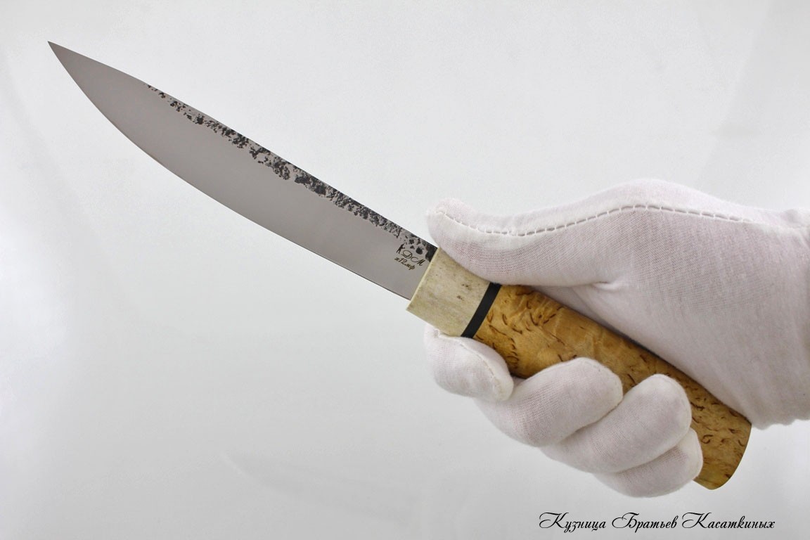 Якутский нож средний "БЫHAХ" кованая х12мф. Рукоять карельская береза.